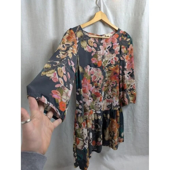 Meadow Rue floral print long mini rayon dress w/ pockets, women's size 2 A10 - Picture 6 of 10
